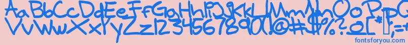 SamuelsHandBold-fontti – siniset fontit vaaleanpunaisella taustalla