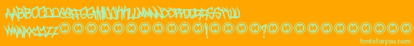 Шрифт TurntupBold – зелёные шрифты на оранжевом фоне