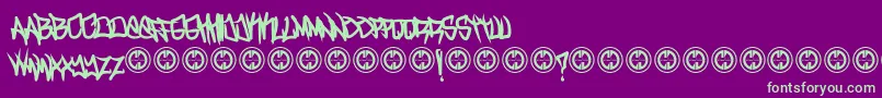 TurntupBold-fontti – vihreät fontit violetilla taustalla
