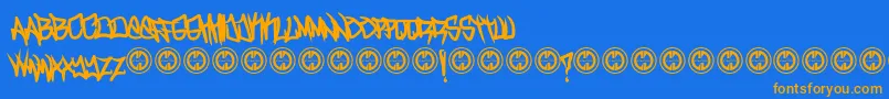 TurntupBold Font – Orange Fonts on Blue Background