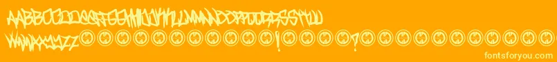 TurntupBold-Schriftart – Gelbe Schriften auf orangefarbenem Hintergrund