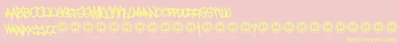 Fonte TurntupBold – fontes amarelas em um fundo rosa