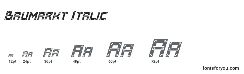 Размеры шрифта Baumarkt Italic