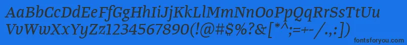 TangerserifmediumItalic Font – Black Fonts on Blue Background
