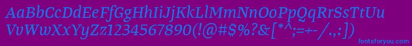 TangerserifmediumItalic Font – Blue Fonts on Purple Background