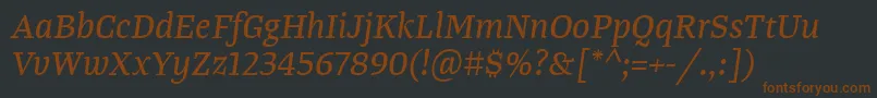 TangerserifmediumItalic-fontti – ruskeat fontit mustalla taustalla