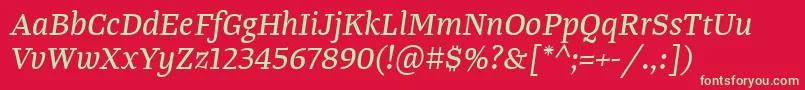 TangerserifmediumItalic Font – Green Fonts on Red Background