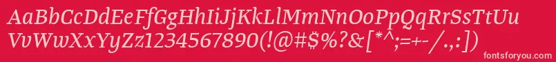 TangerserifmediumItalic Font – Pink Fonts on Red Background