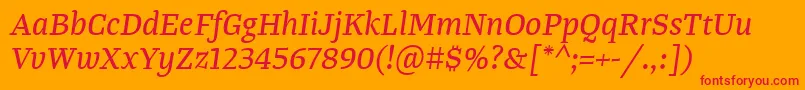 TangerserifmediumItalic-Schriftart – Rote Schriften auf orangefarbenem Hintergrund