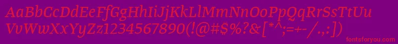 fuente TangerserifmediumItalic – Fuentes Rojas Sobre Fondo Morado