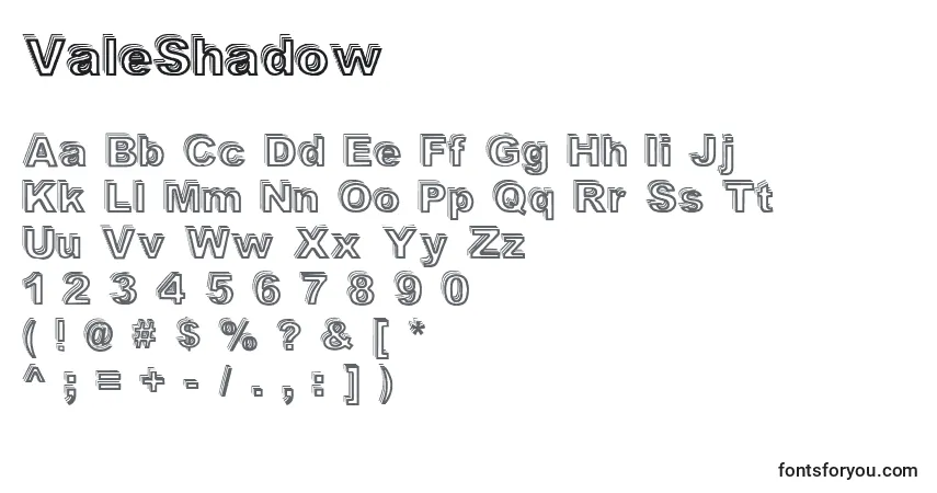 ValeShadow Font – alphabet, numbers, special characters
