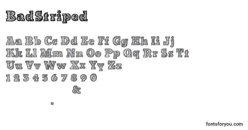 A fonte BadStriped – alfabeto, números, caracteres especiais