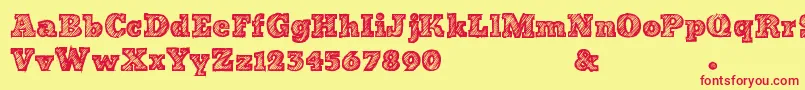 BadStriped Font – Red Fonts on Yellow Background