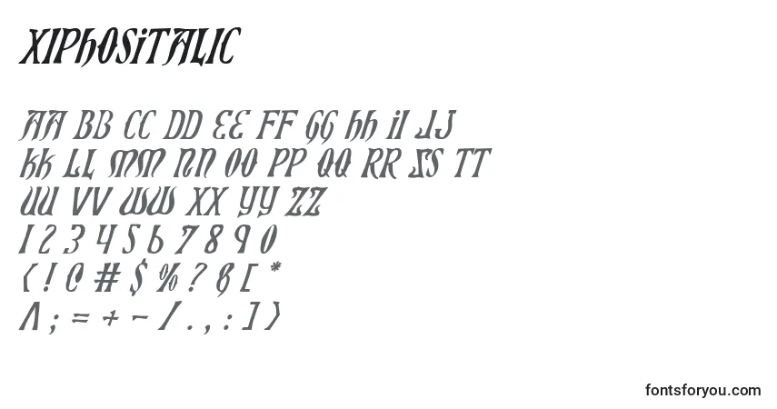 XiphosItalicフォント–アルファベット、数字、特殊文字
