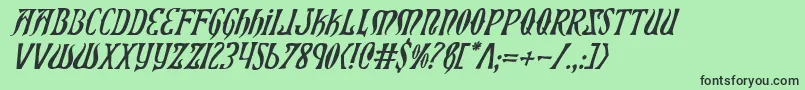 フォントXiphosItalic – 緑の背景に黒い文字