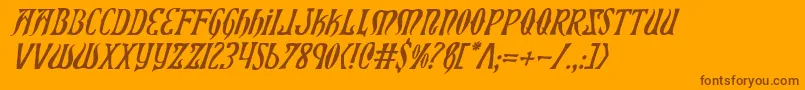 XiphosItalic-Schriftart – Braune Schriften auf orangefarbenem Hintergrund