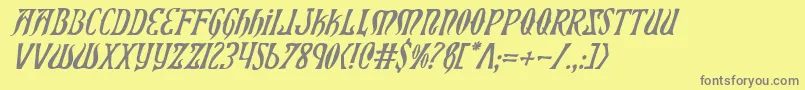 フォントXiphosItalic – 黄色の背景に灰色の文字