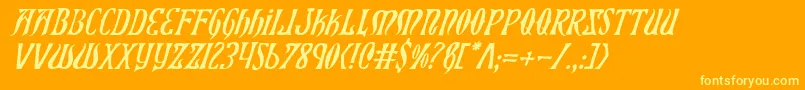 XiphosItalic-Schriftart – Gelbe Schriften auf orangefarbenem Hintergrund