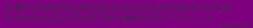 PalatinoLtLightItalic-fontti – mustat fontit violetilla taustalla