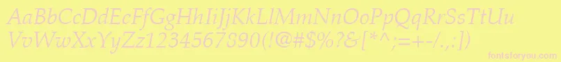 PalatinoLtLightItalic Font – Pink Fonts on Yellow Background