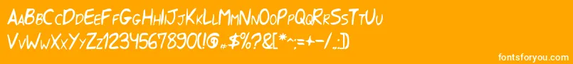 Sharkgotyourhand-Schriftart – Weiße Schriften auf orangefarbenem Hintergrund