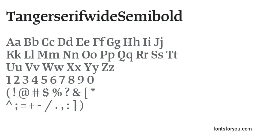 Шрифт TangerserifwideSemibold – алфавит, цифры, специальные символы