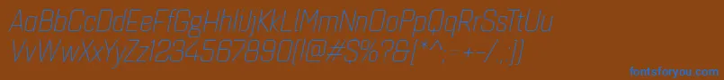Quarcanormlightitalic-Schriftart – Blaue Schriften auf braunem Hintergrund
