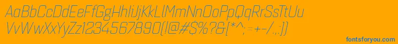 Fonte Quarcanormlightitalic – fontes azuis em um fundo laranja