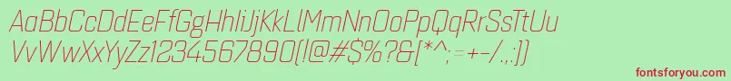 Quarcanormlightitalic Font – Red Fonts on Green Background