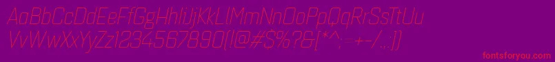 Czcionka Quarcanormlightitalic – czerwone czcionki na fioletowym tle