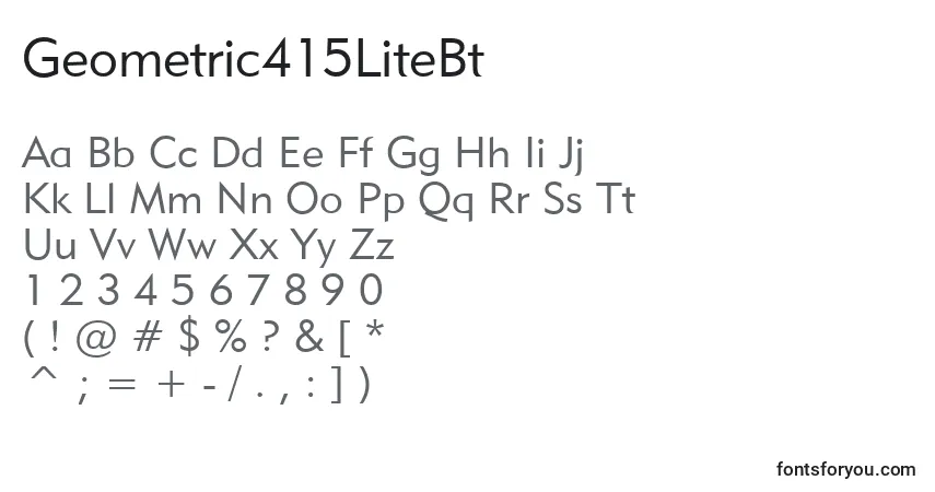 Czcionka Geometric415LiteBt – alfabet, cyfry, specjalne znaki