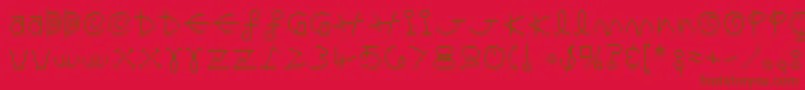 フォントSaturno – 赤い背景に茶色の文字