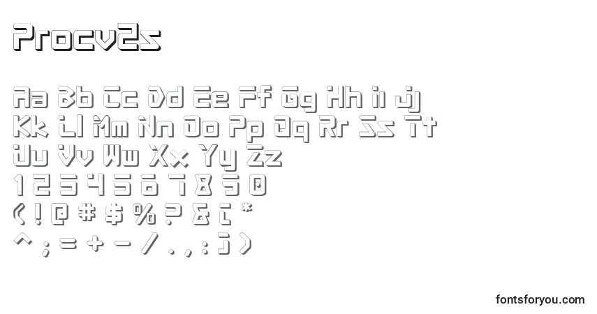 Czcionka Procv2s – alfabet, cyfry, specjalne znaki