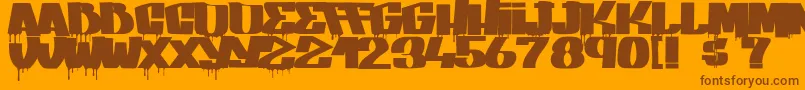 Saiba mais sobre a fonte GangBangCrime Fonte GangBangCrime – fontes marrons em um fundo laranja