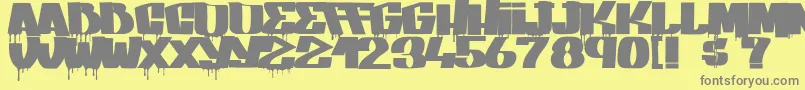 GangBangCrime-Schriftart – Graue Schriften auf gelbem Hintergrund