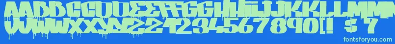 GangBangCrime Font – Green Fonts on Blue Background