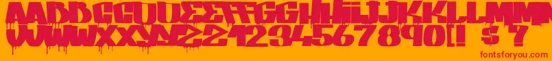 フォントGangBangCrime – オレンジの背景に赤い文字