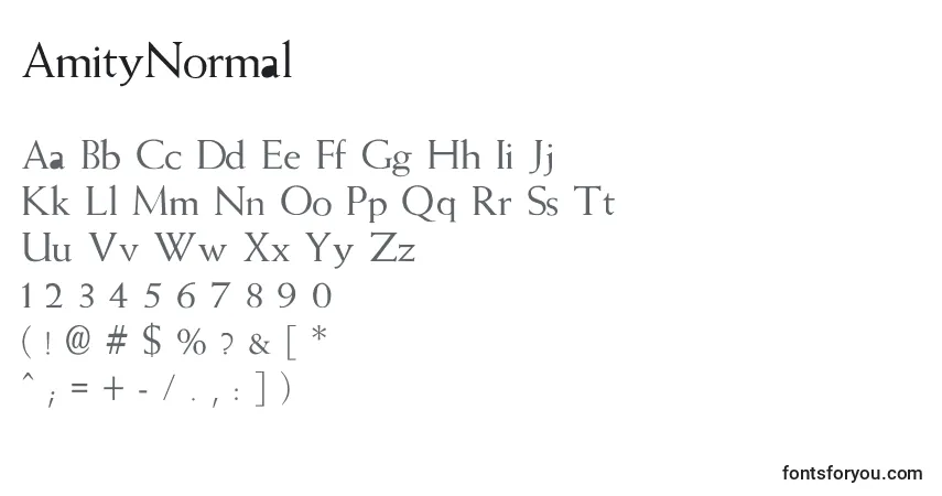 Czcionka AmityNormal – alfabet, cyfry, specjalne znaki
