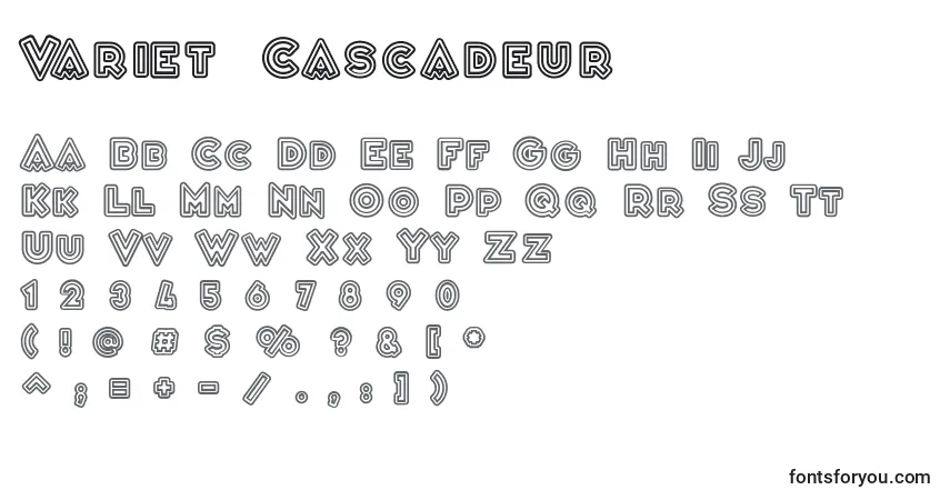Schriftart VarietРІCascadeur – Alphabet, Zahlen, spezielle Symbole