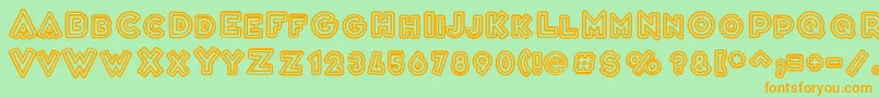 フォントVarietРІCascadeur – オレンジの文字が緑の背景にあります。
