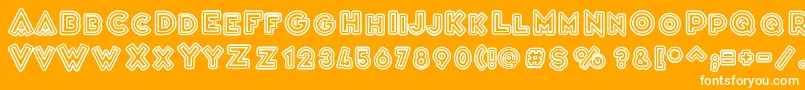 VarietРІCascadeur-Schriftart – Weiße Schriften auf orangefarbenem Hintergrund