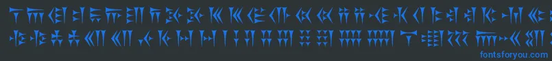 Khosrau-Schriftart – Blaue Schriften auf schwarzem Hintergrund