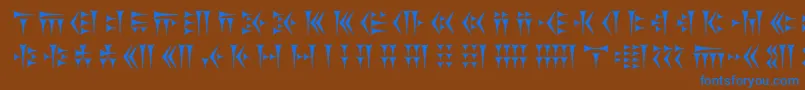 Khosrau-Schriftart – Blaue Schriften auf braunem Hintergrund