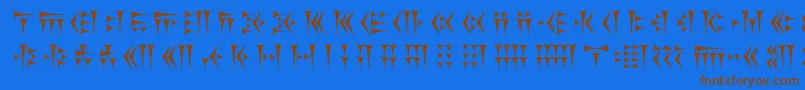 フォントKhosrau – 茶色の文字が青い背景にあります。