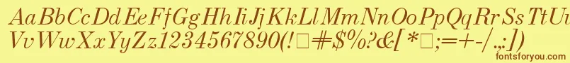 Czcionka Usualnew Italic – brązowe czcionki na żółtym tle