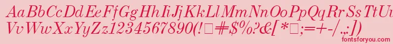 Fonte Usualnew Italic – fontes vermelhas em um fundo rosa