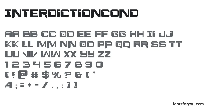 Czcionka Interdictioncond – alfabet, cyfry, specjalne znaki