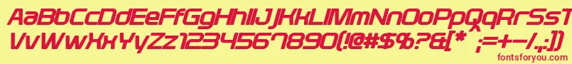 PlavskyBoldItalic Font – Red Fonts on Yellow Background