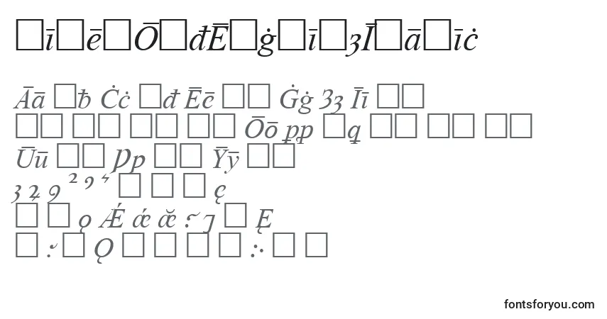 Шрифт TimesOldEnglishItalic – алфавит, цифры, специальные символы