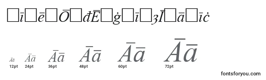 Размеры шрифта TimesOldEnglishItalic